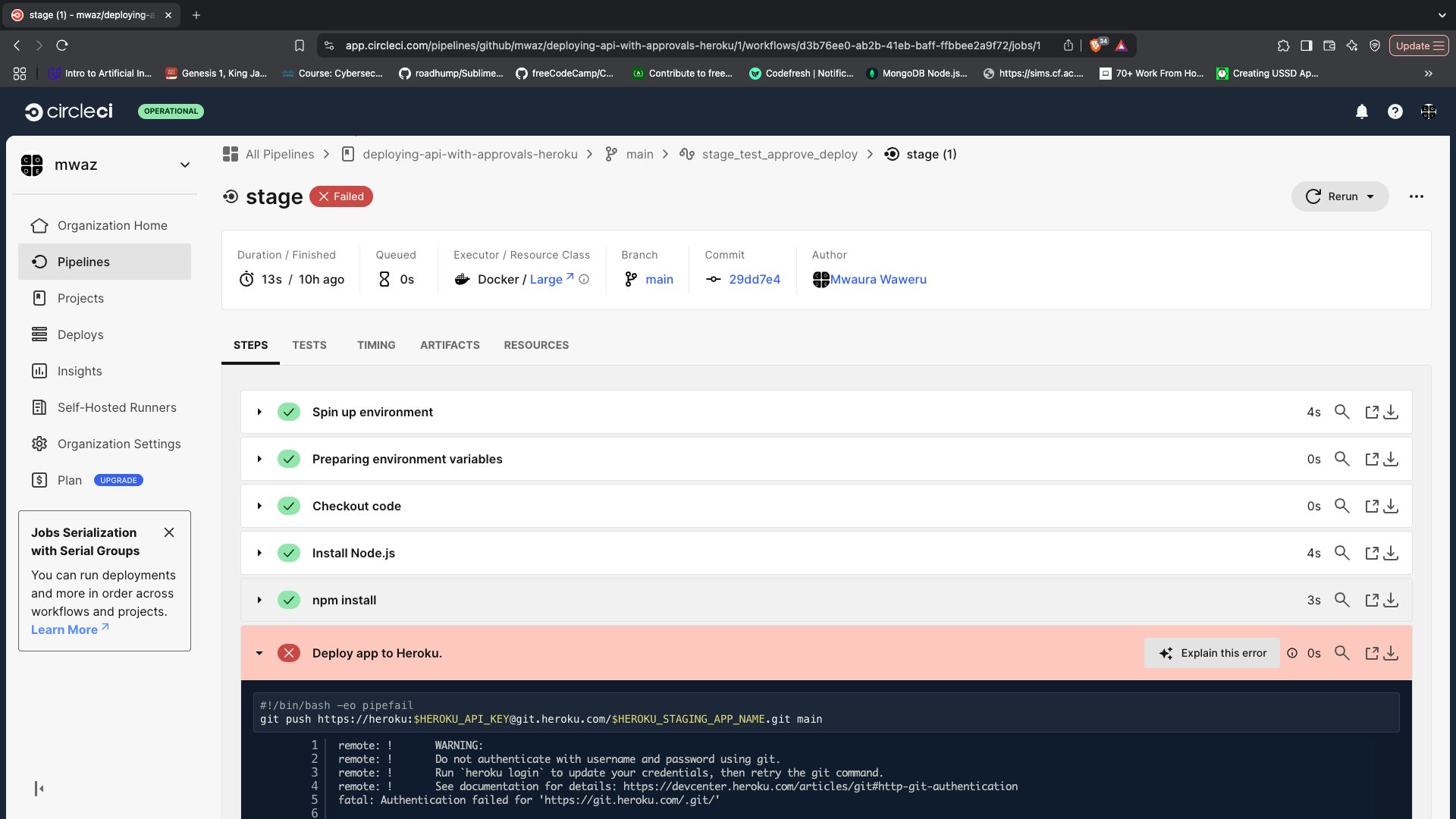 Build failed - CircleCI
