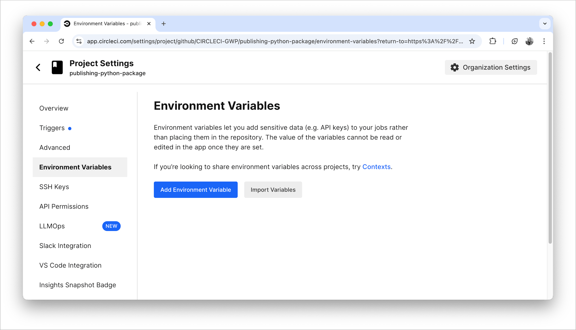 Environment variables