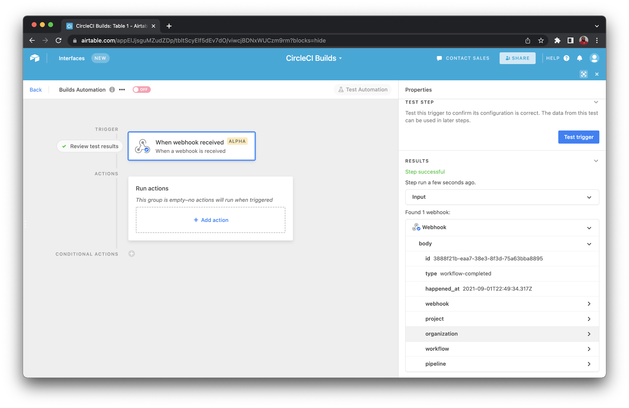Successful test - Airtable