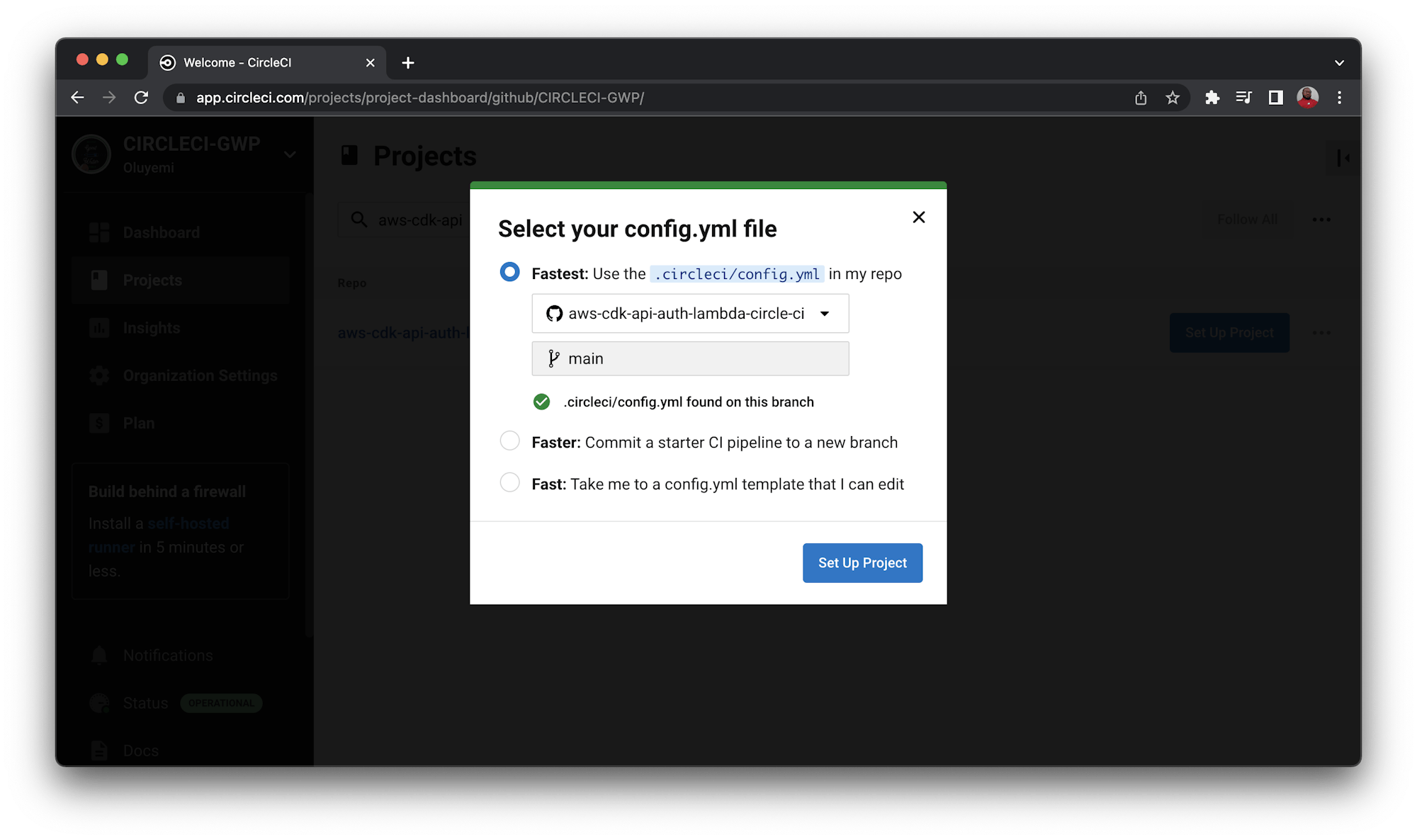 Select configuration