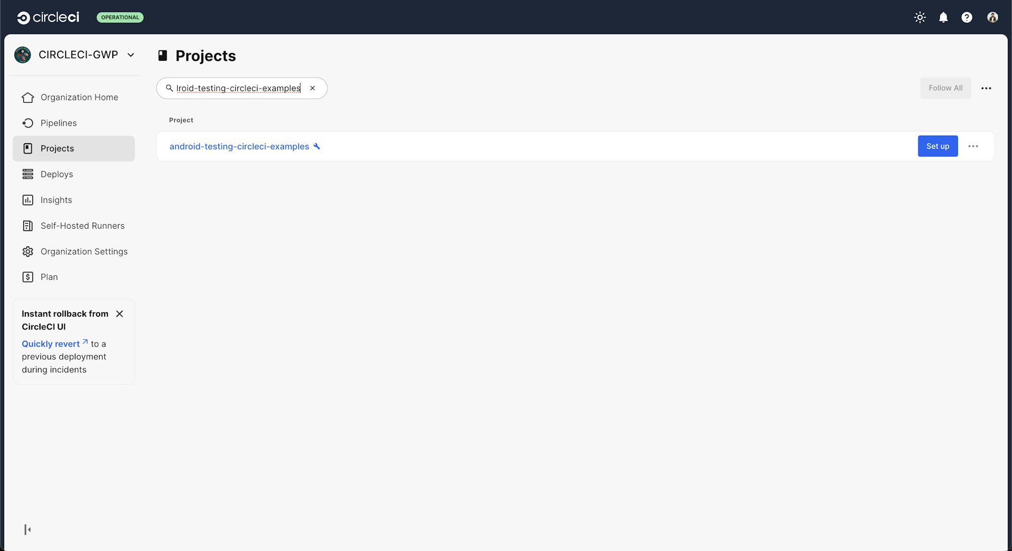 Setup project on CircleCI