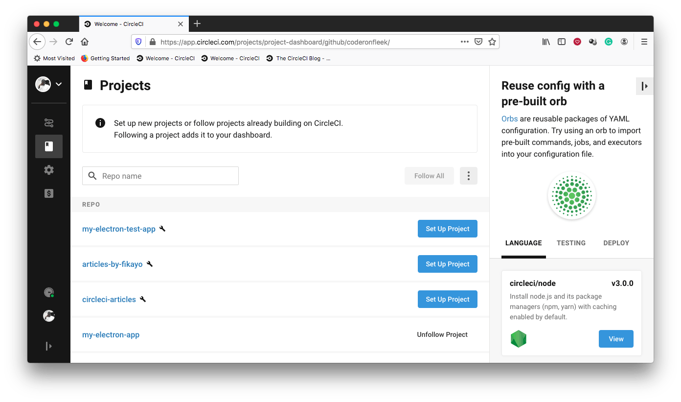 Add Project - CircleCI