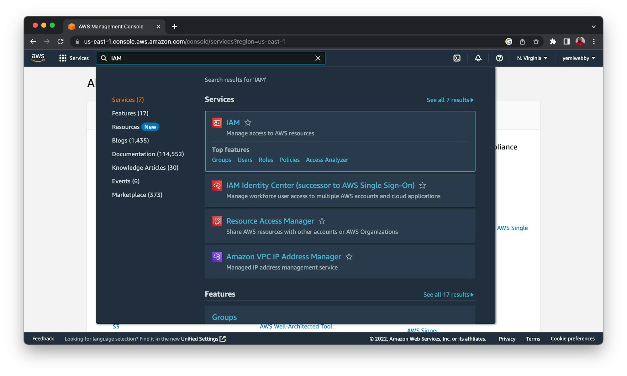 AWS management console