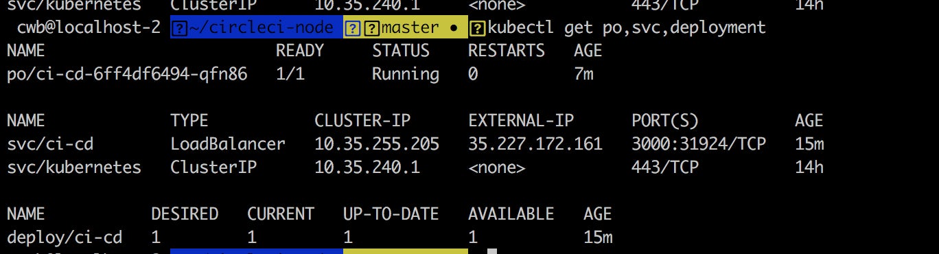List Kubernetes pods, services, and deployments
