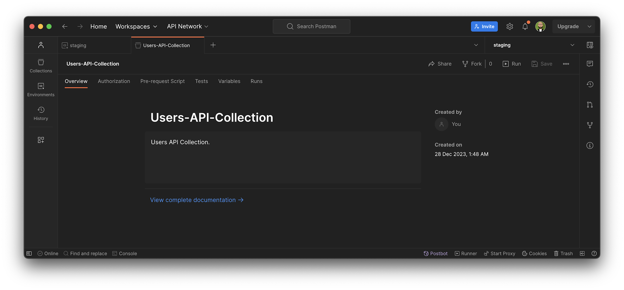 Create Collection - Postman