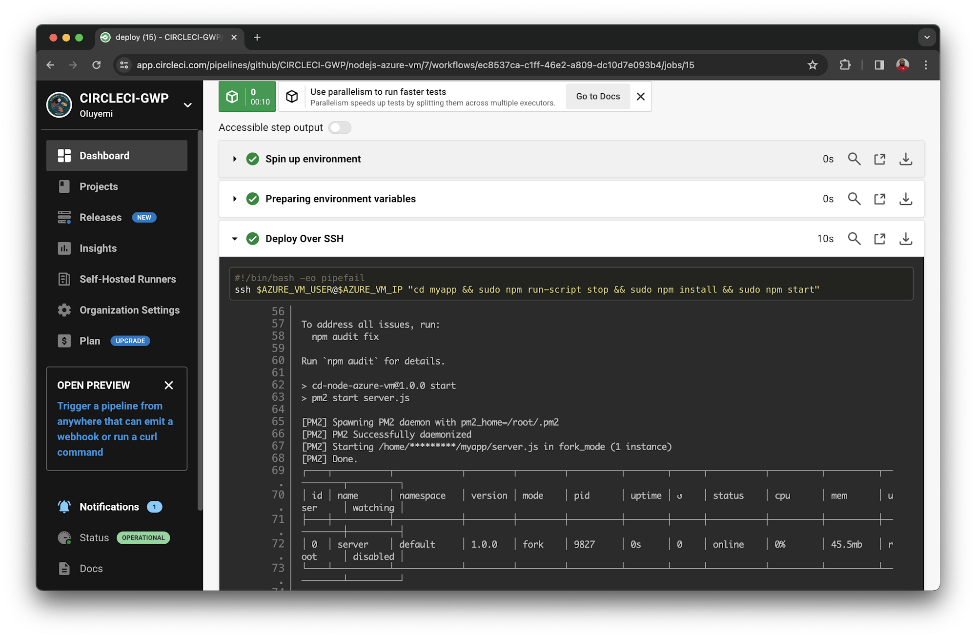 Deploy details - CircleCI