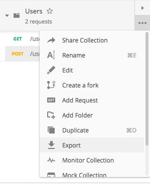 コレクションのエクスポート - Postman