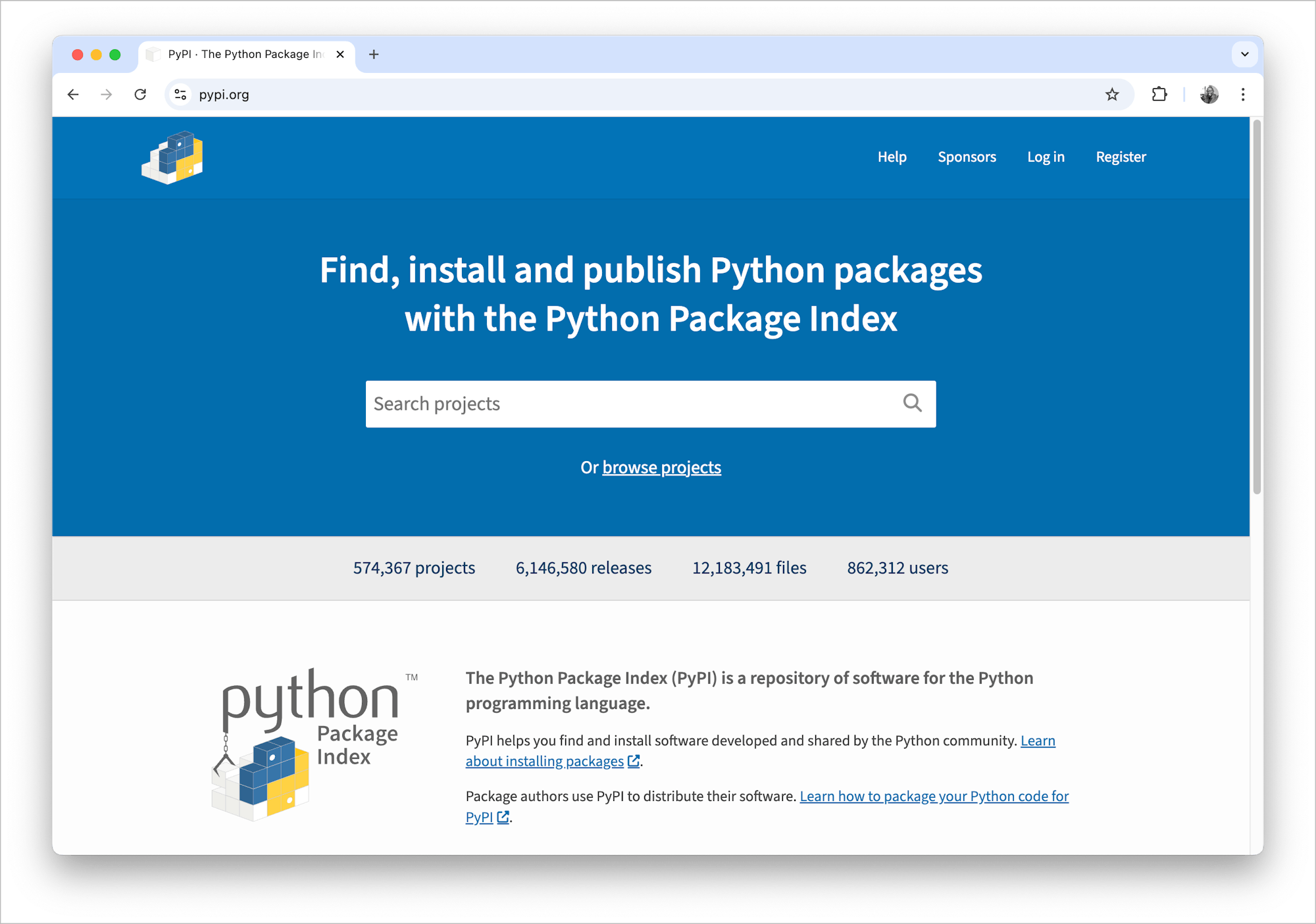 PyPI homepage