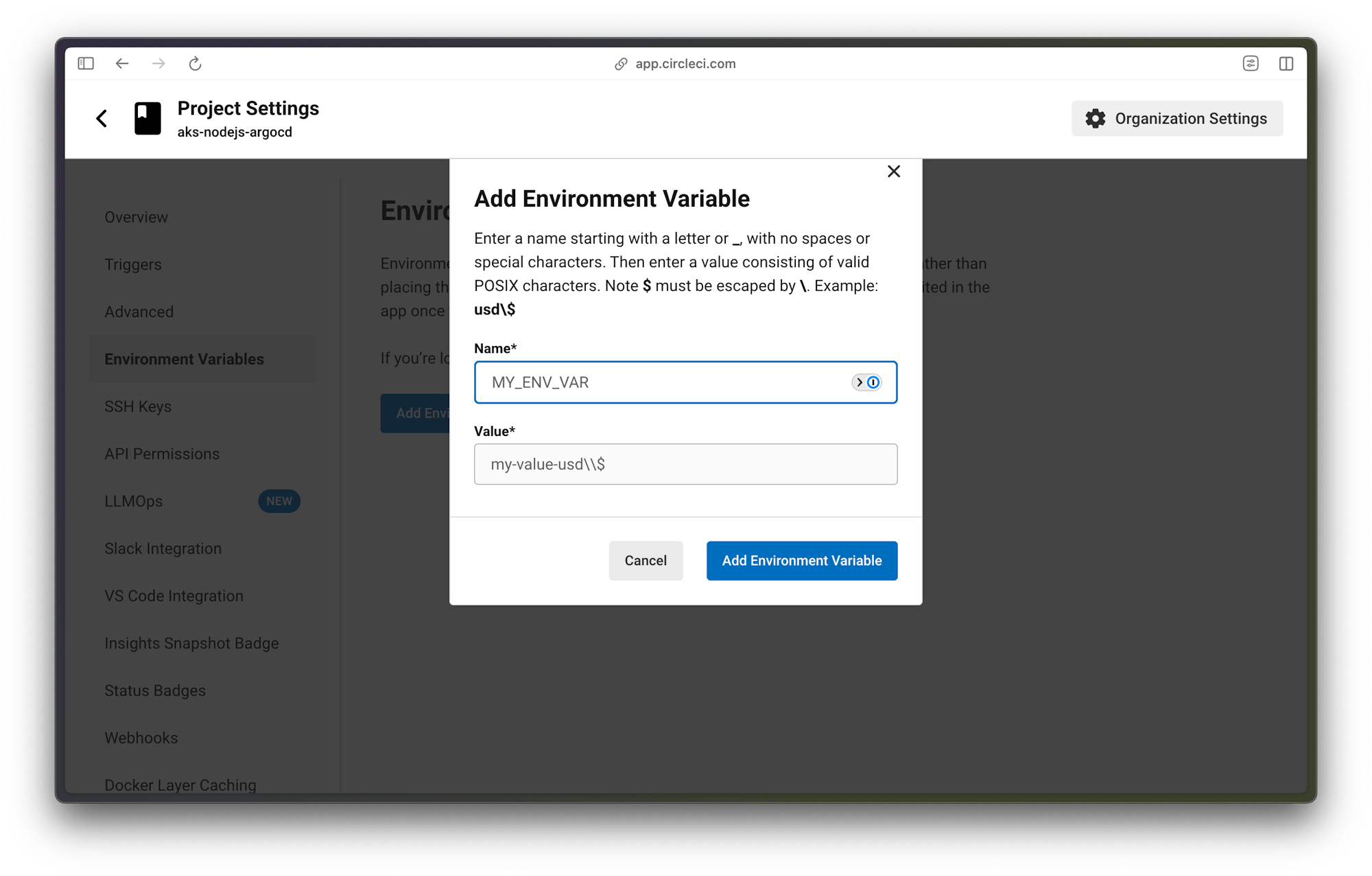 Environment variables