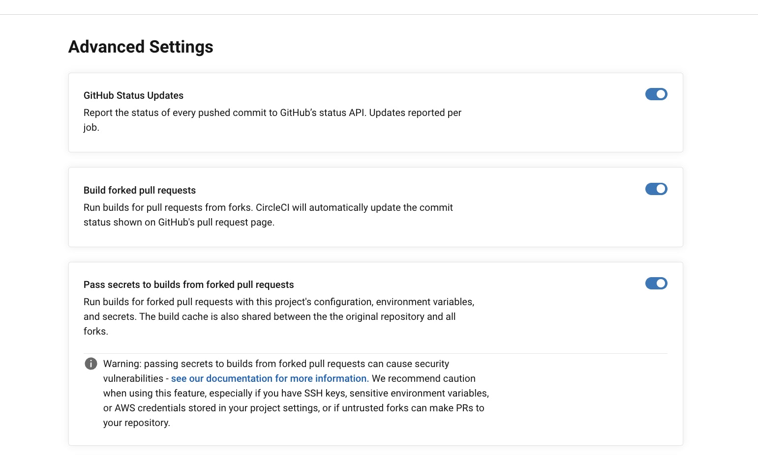 CircleCI sharing secrets across forks