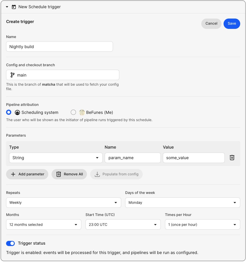 Create schedule