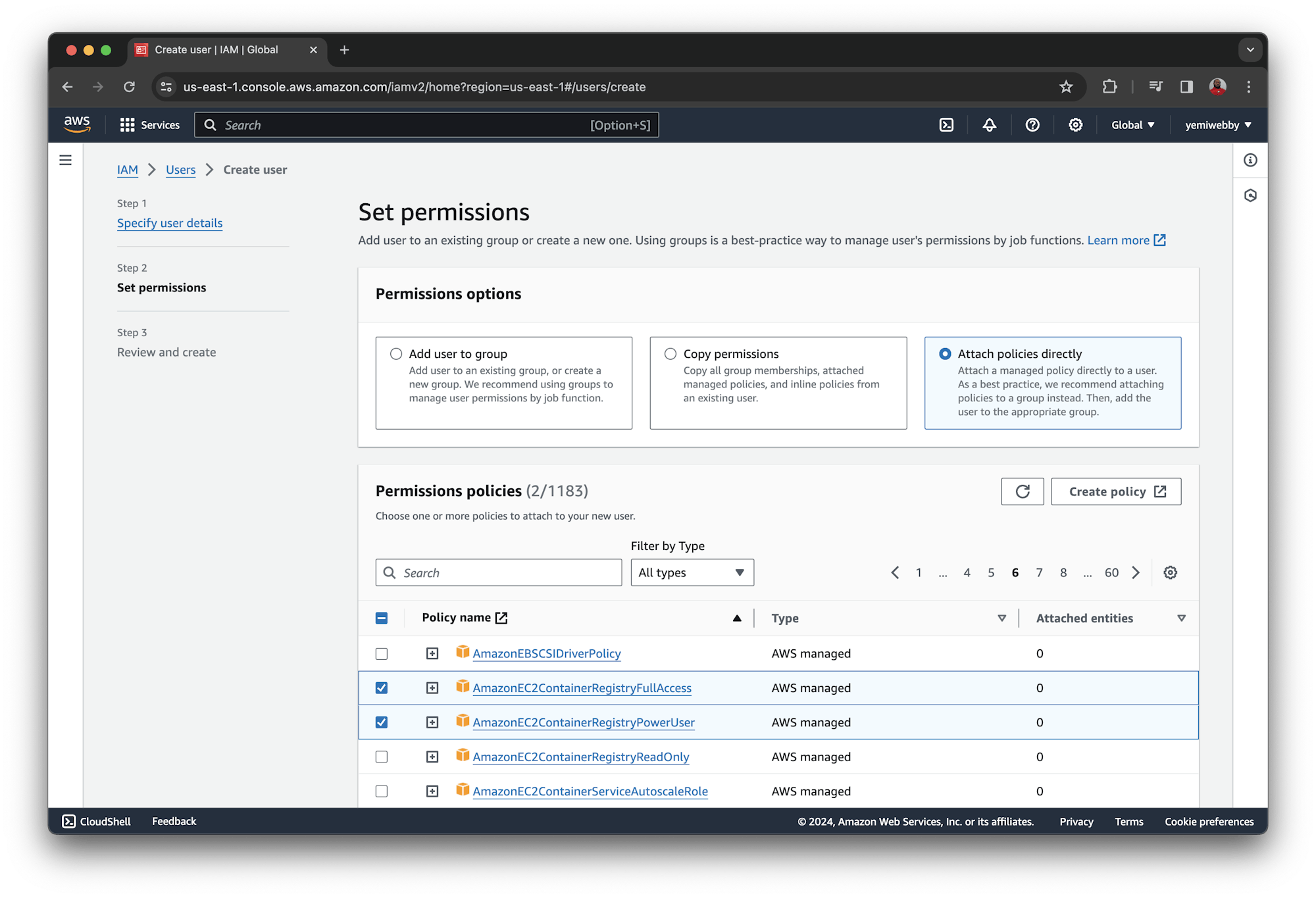 Attach managed policy