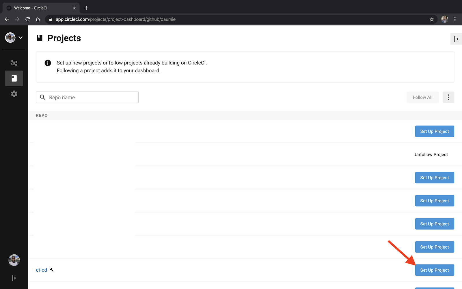 Adding a project in CircleCI