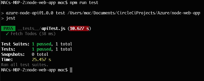 Run tests - Node App