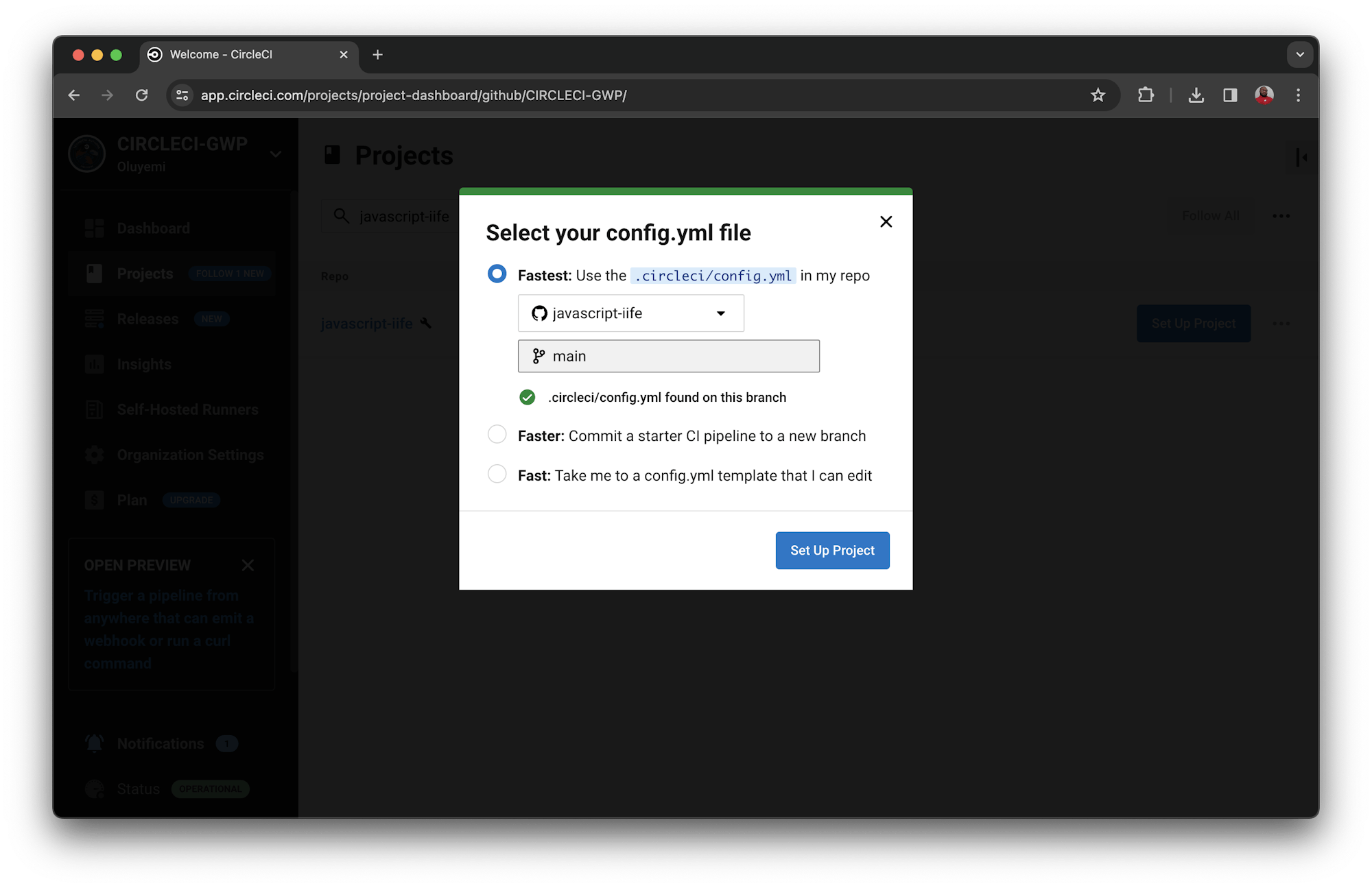 CircleCI branch configuration