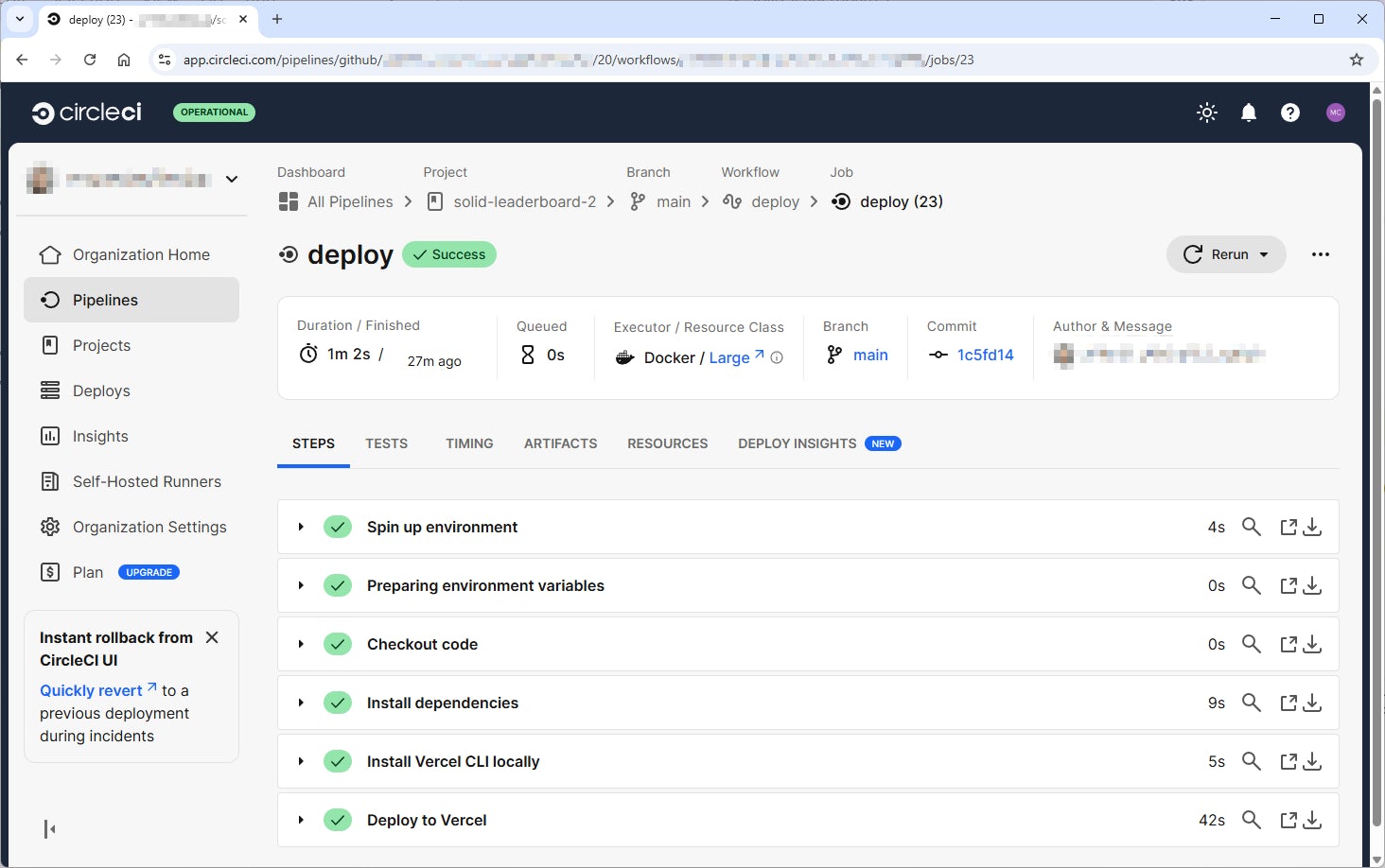 Successful workflow execution