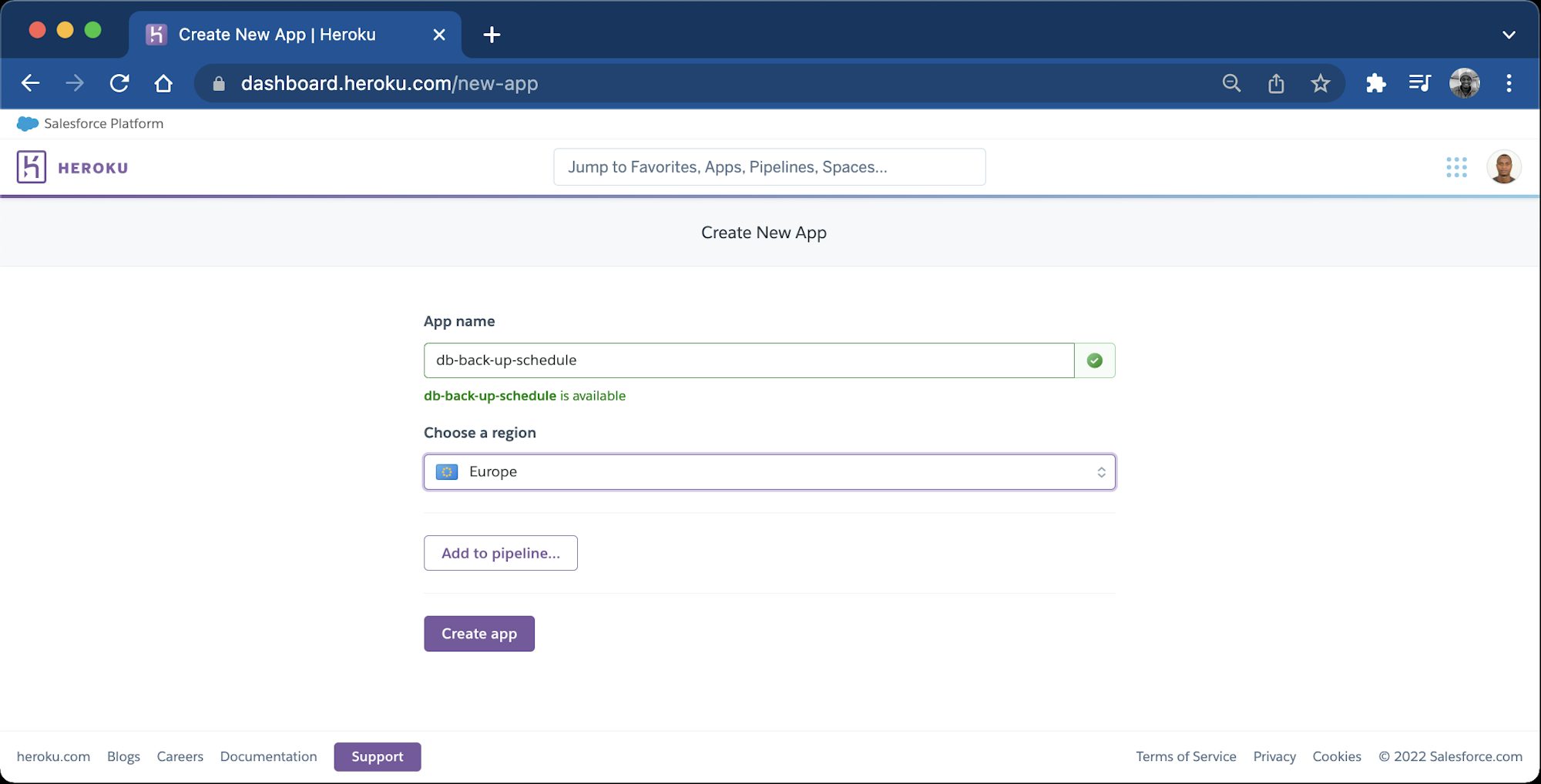 Create new Heroku App