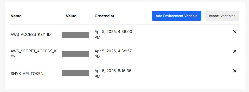 CircleCI environment variables