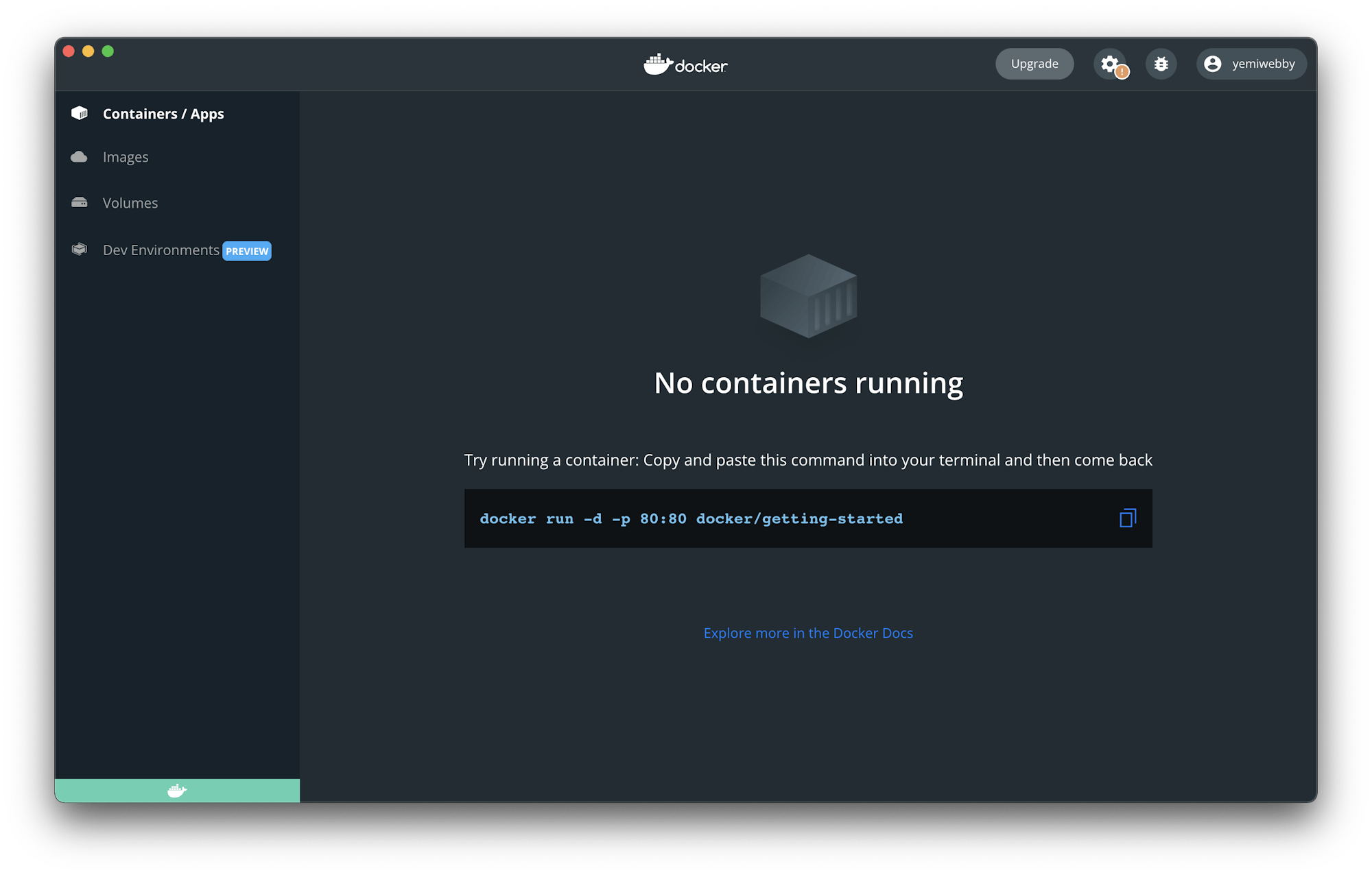 Docker Desktop is ready