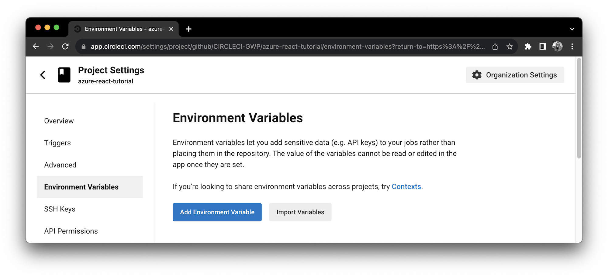 Add environment variables