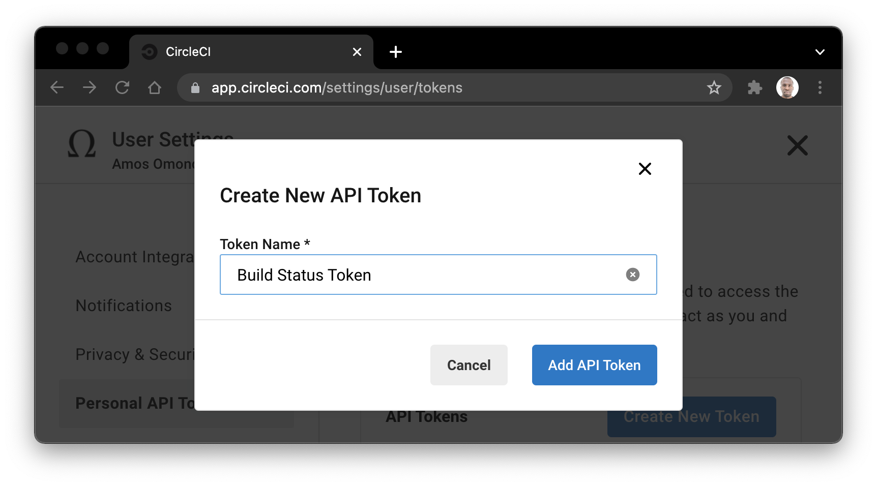 Create API token