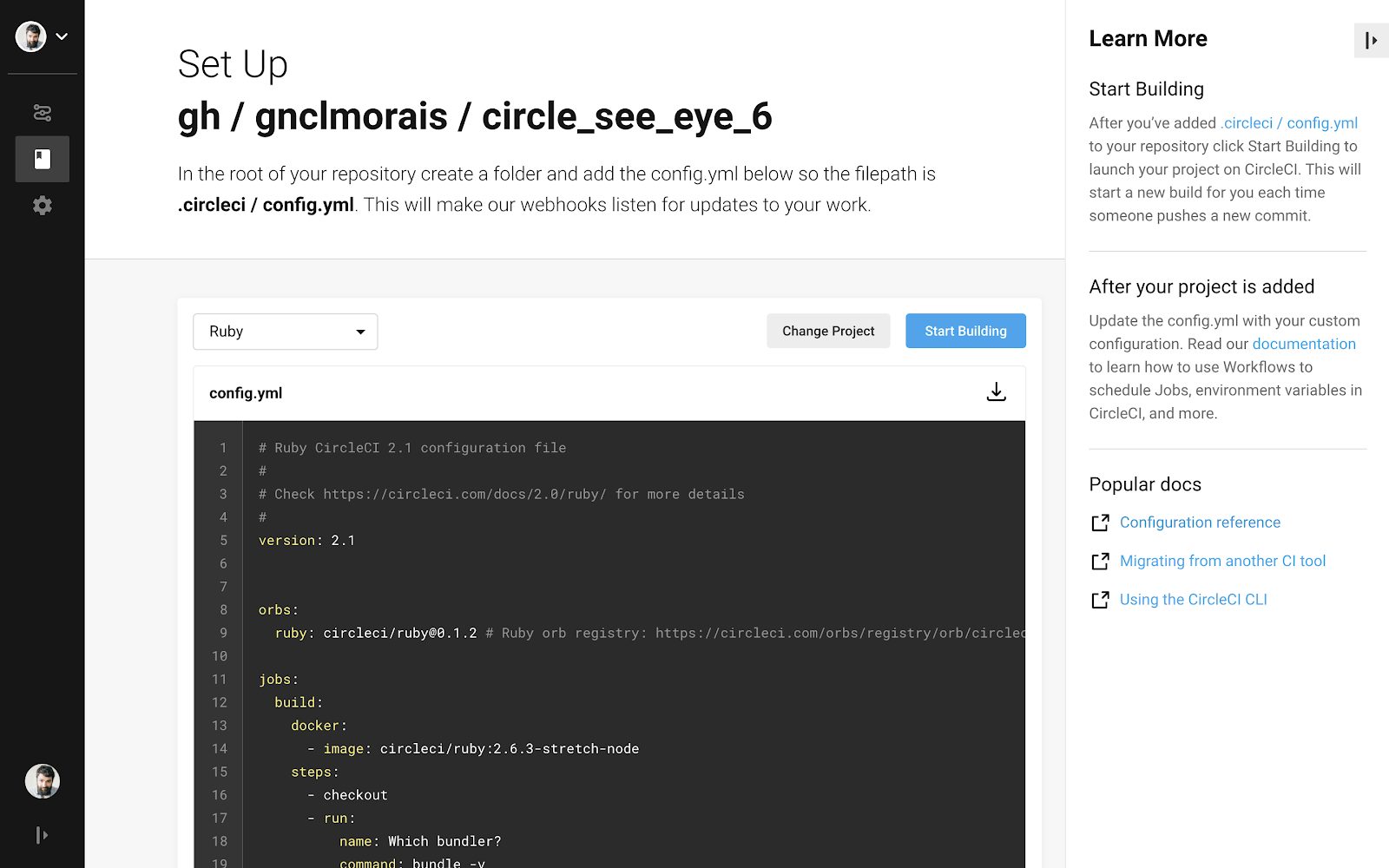Set Up CircleCI config.yml file