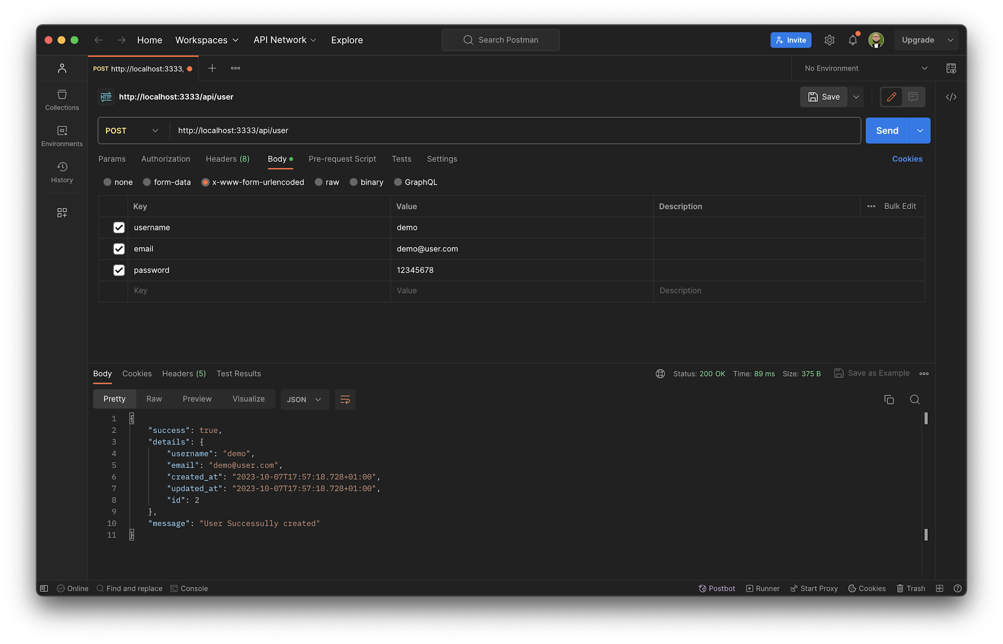 User Creation - Successful