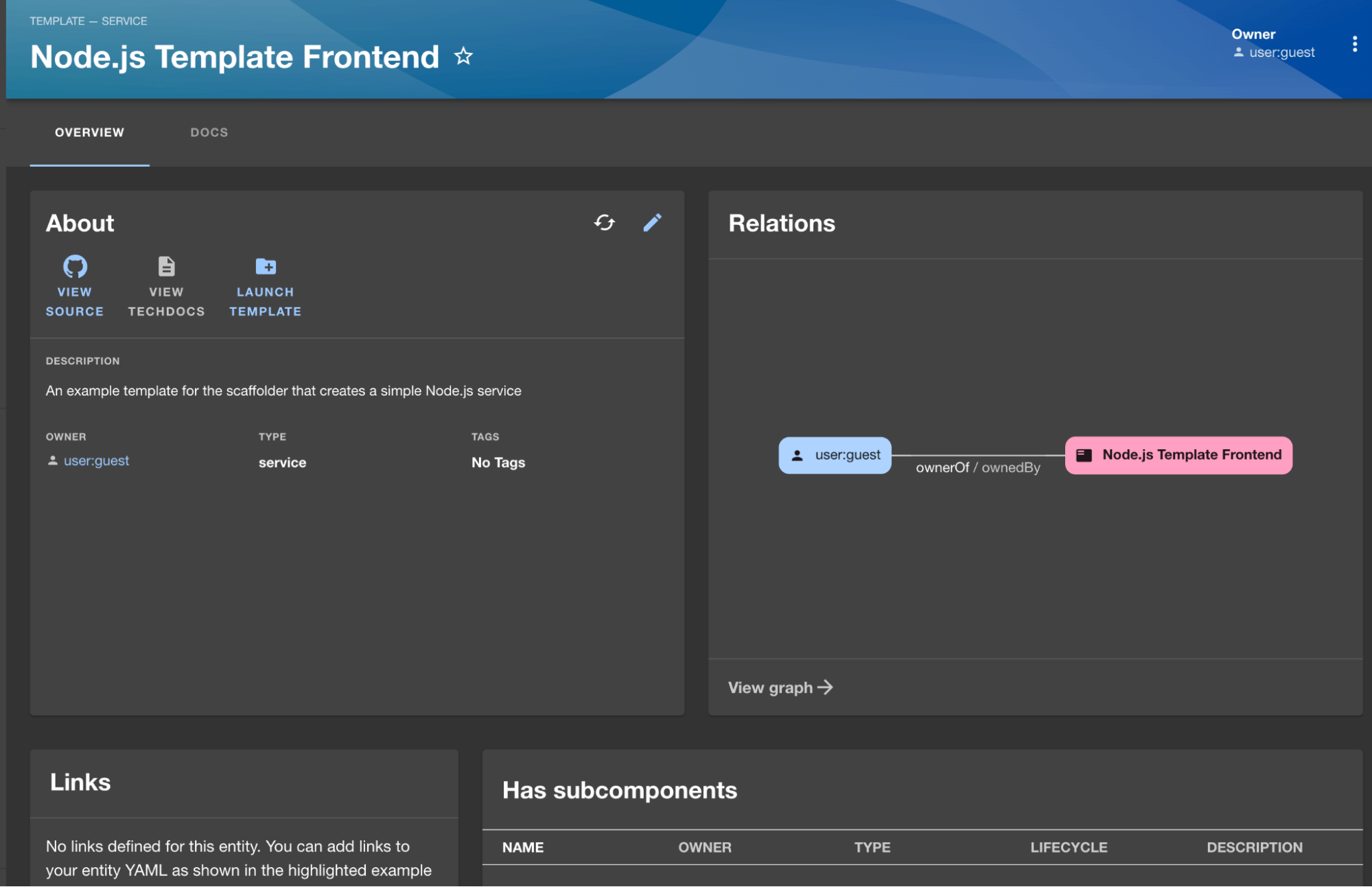 Backstage template deep view