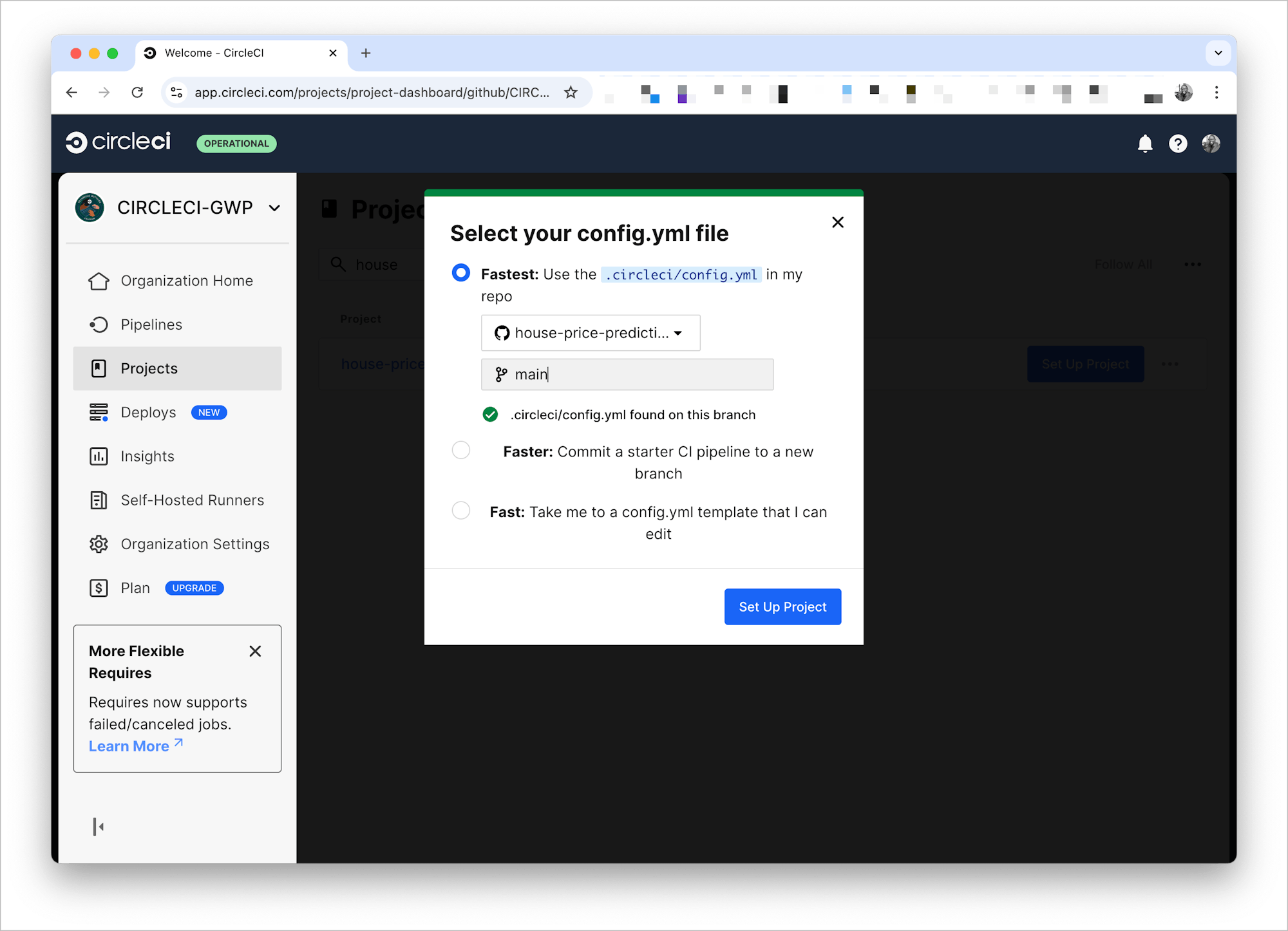 Selecting Git branch