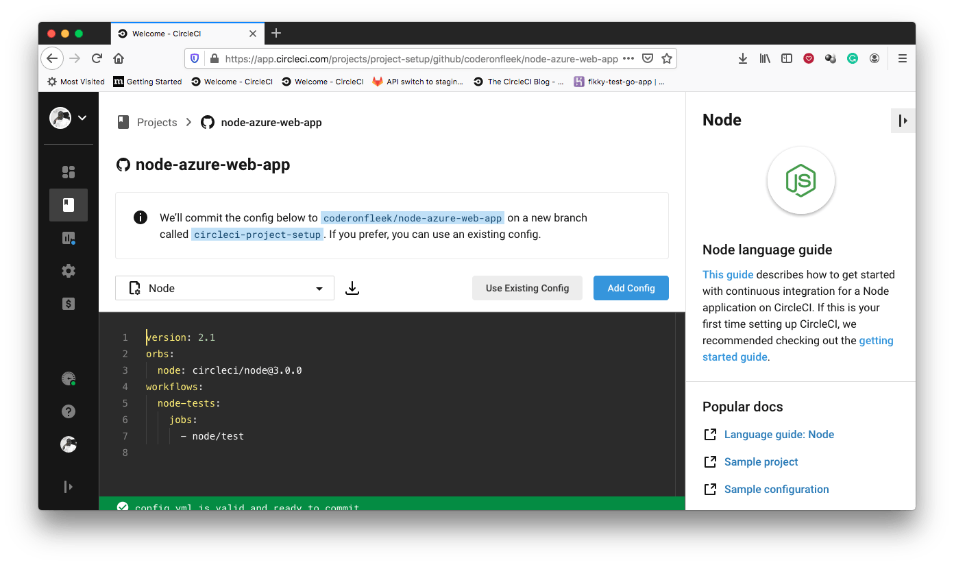 Add Config - CircleCI