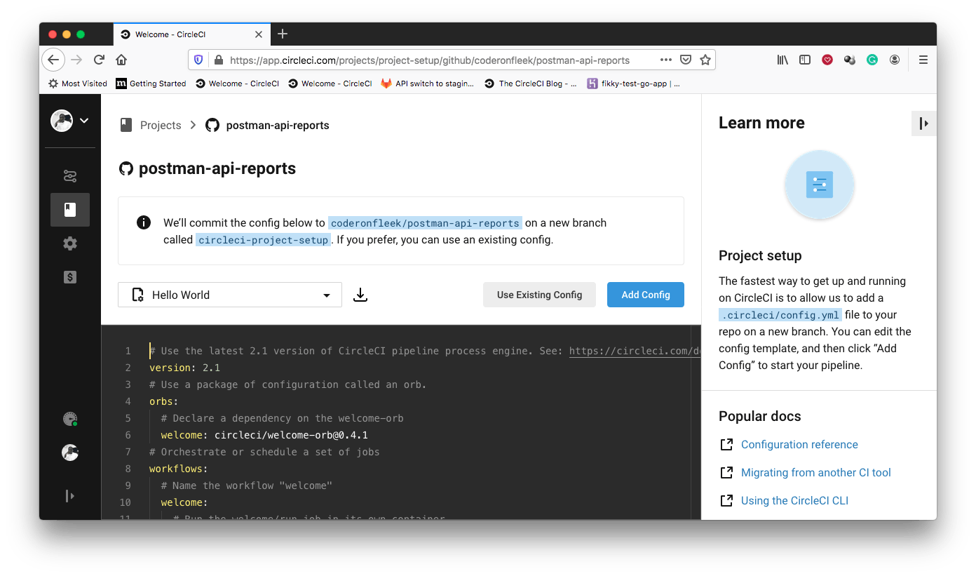 Add Config - CircleCI