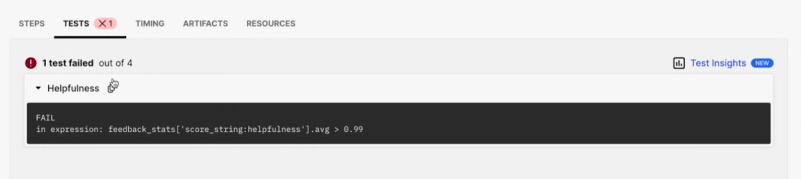 Evaluation Results test tab