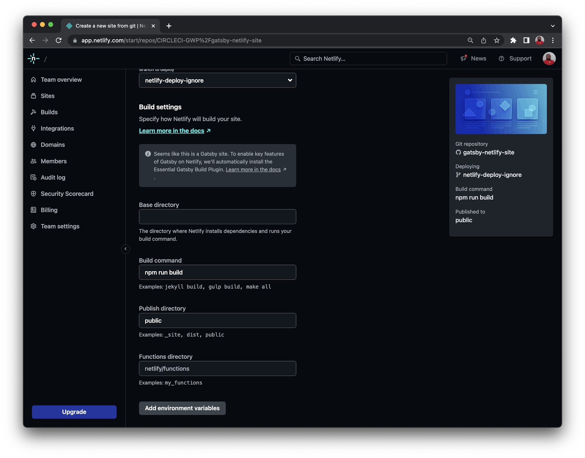 Select Branch - Netlify