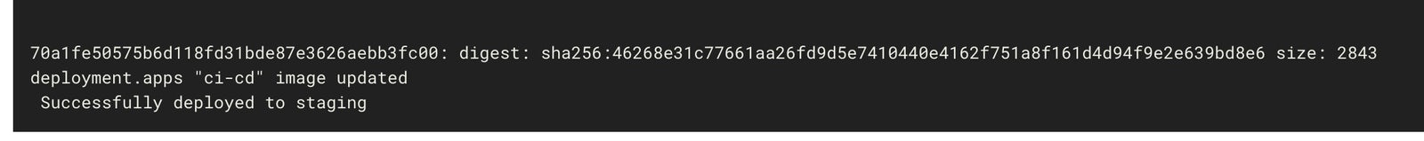 A successful deployment to staging