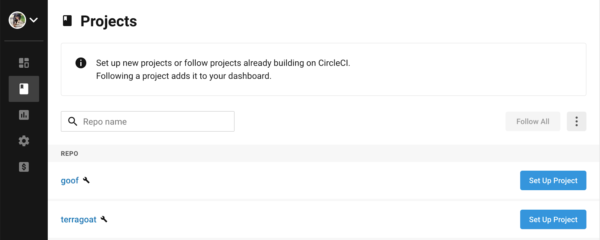 CircleCI project page