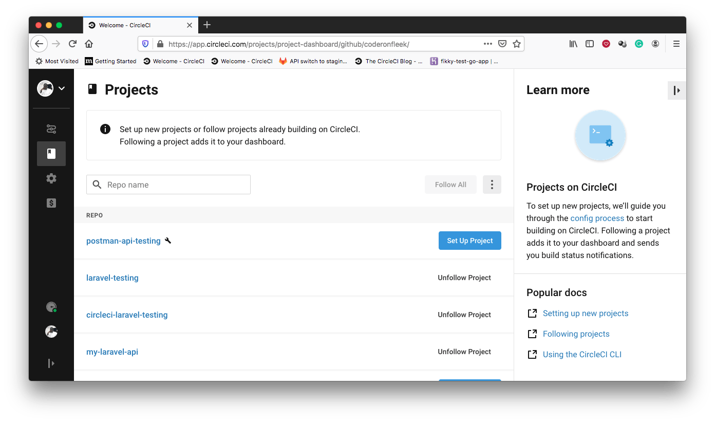 プロジェクトの追加 - CircleCI