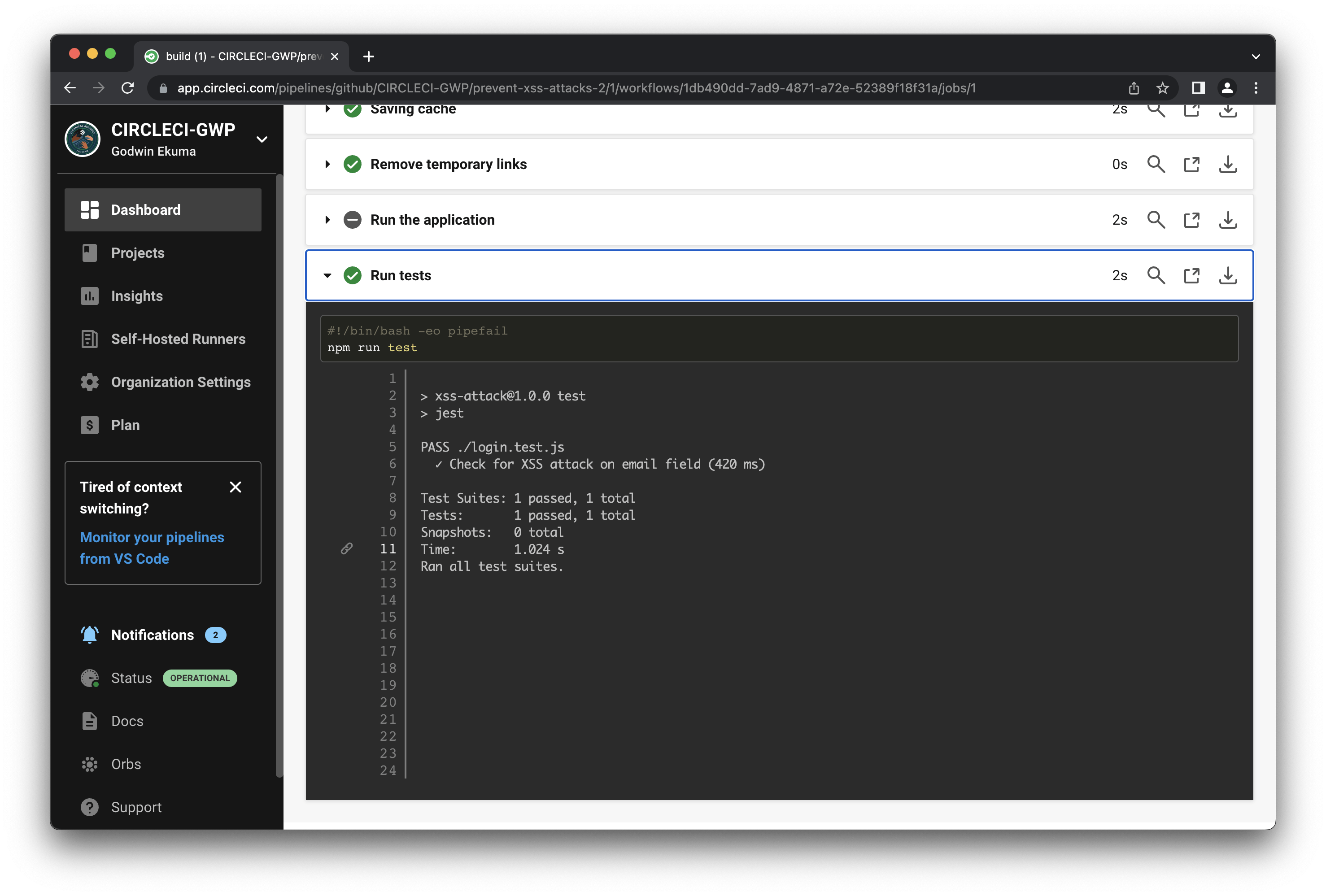 Prevent XSS attacks with browser testing CircleCI