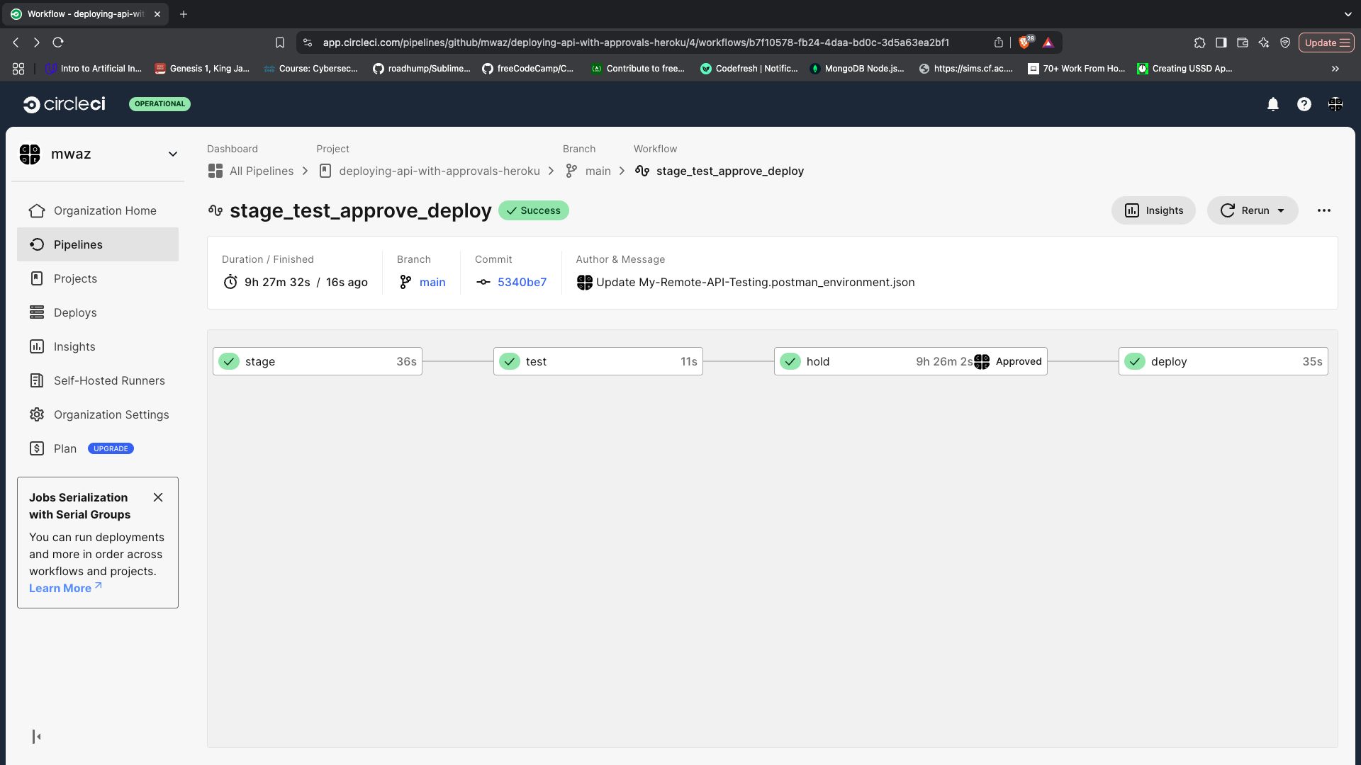 Workflow complete - CircleCI