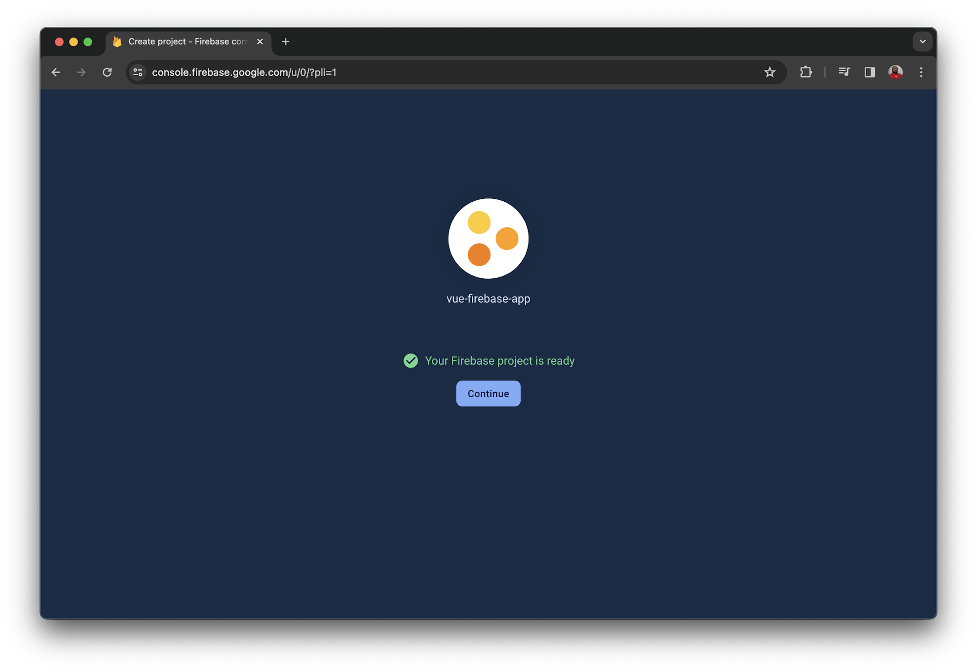 Firebase project created