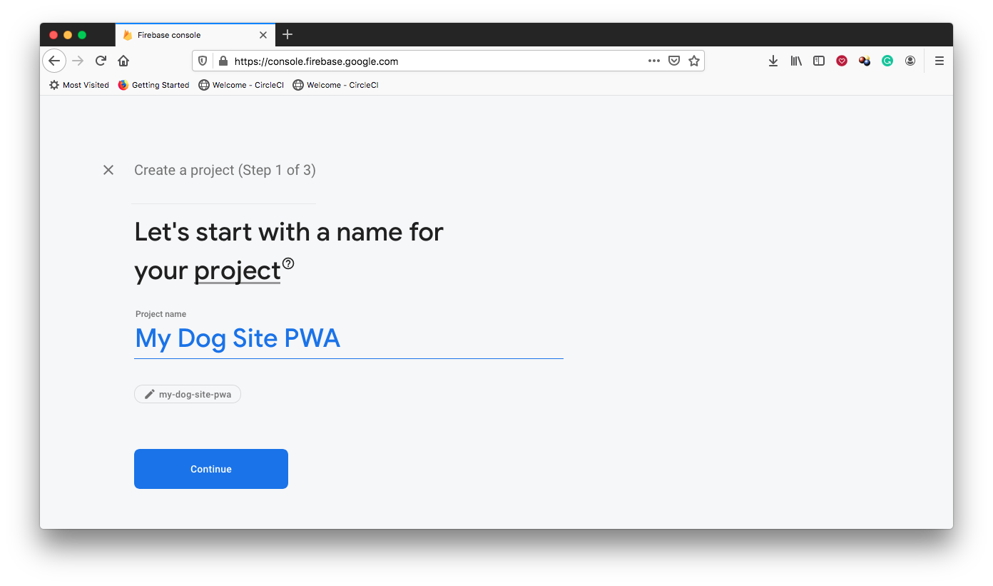 FirebaseのPWAプロジェクトの追加