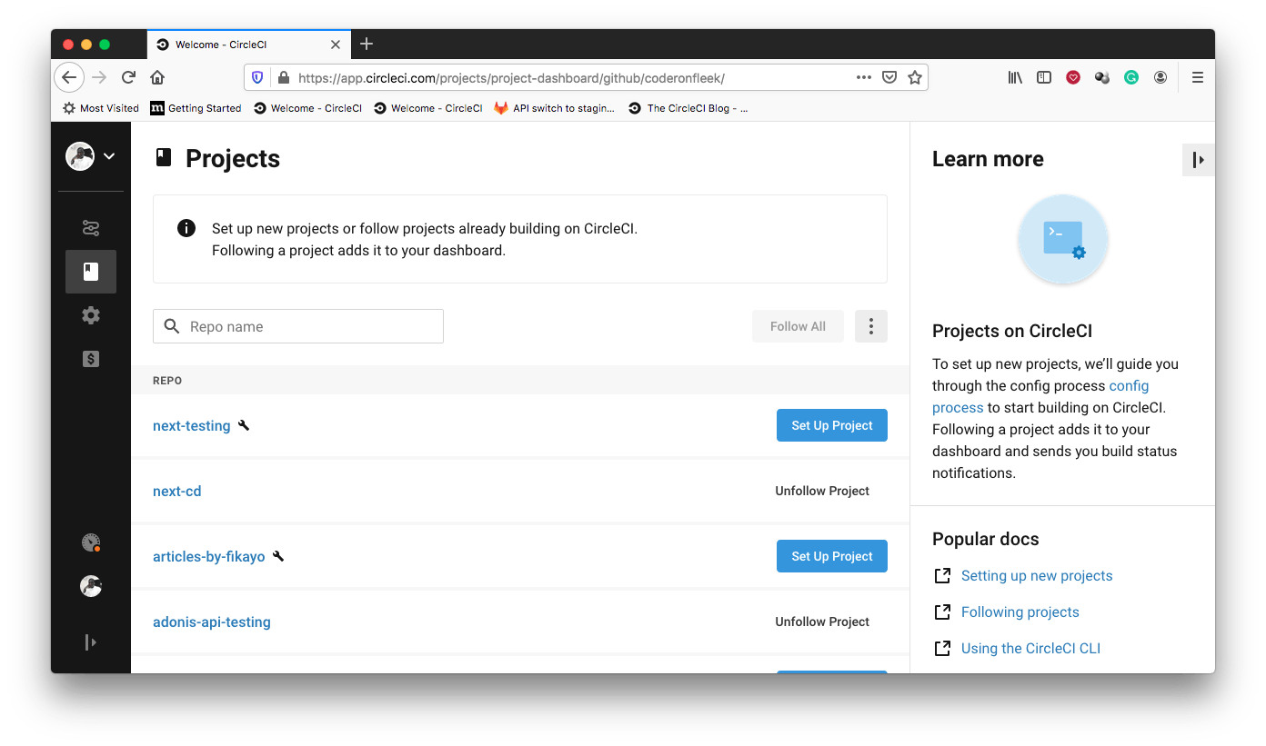 CircleCI にプロジェクトを追加