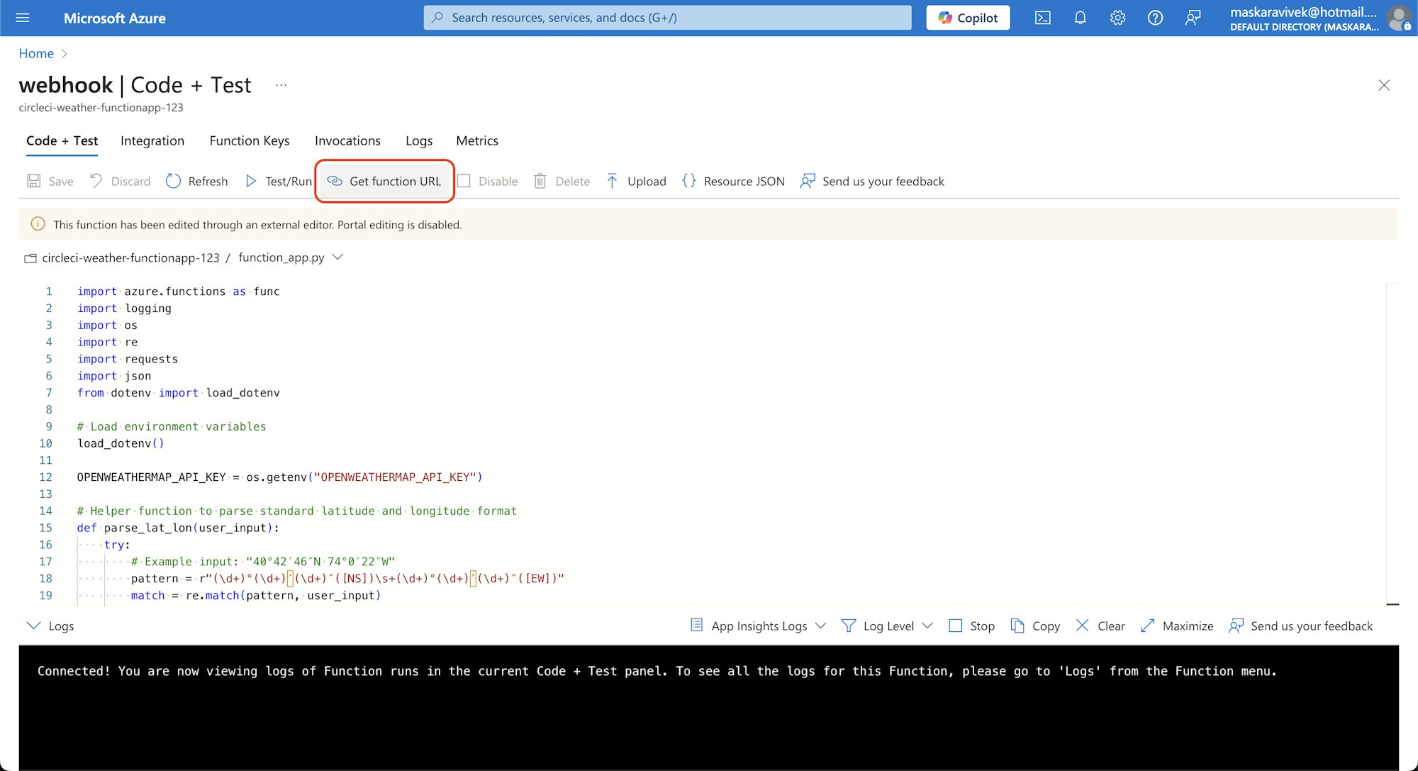 Dialogflow's agent webhook URL