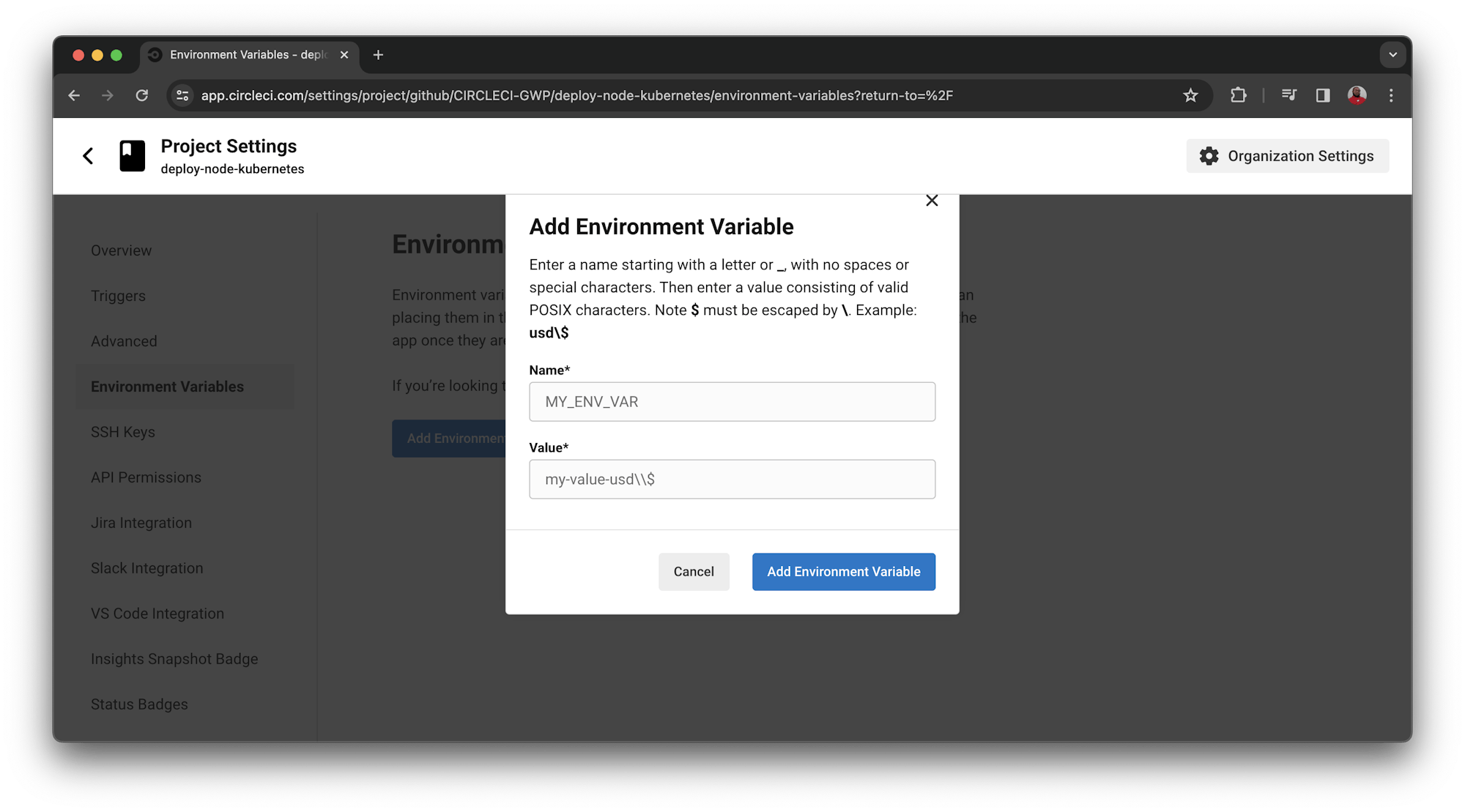 Environment variables