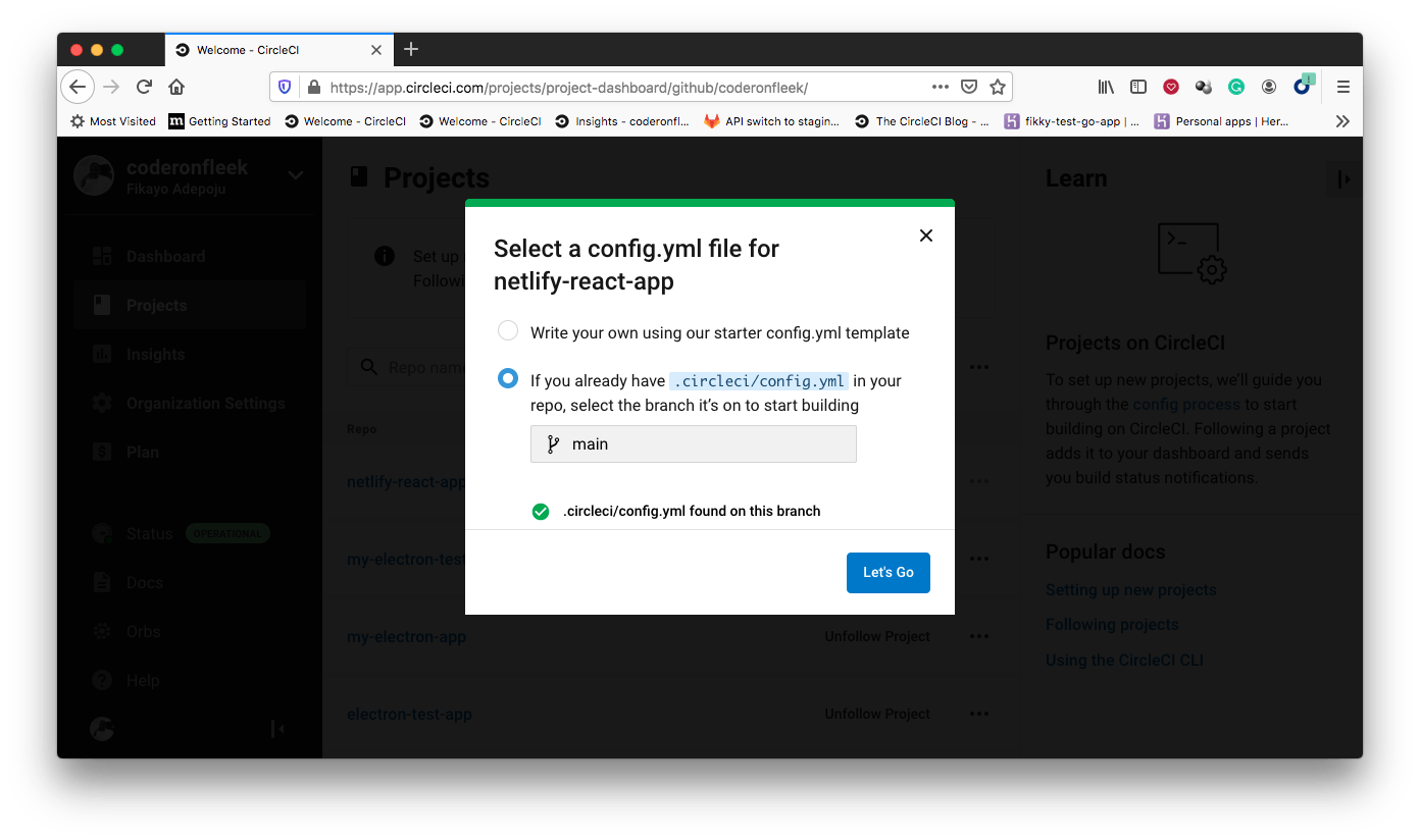 設定ファイルの追加 - CircleCI