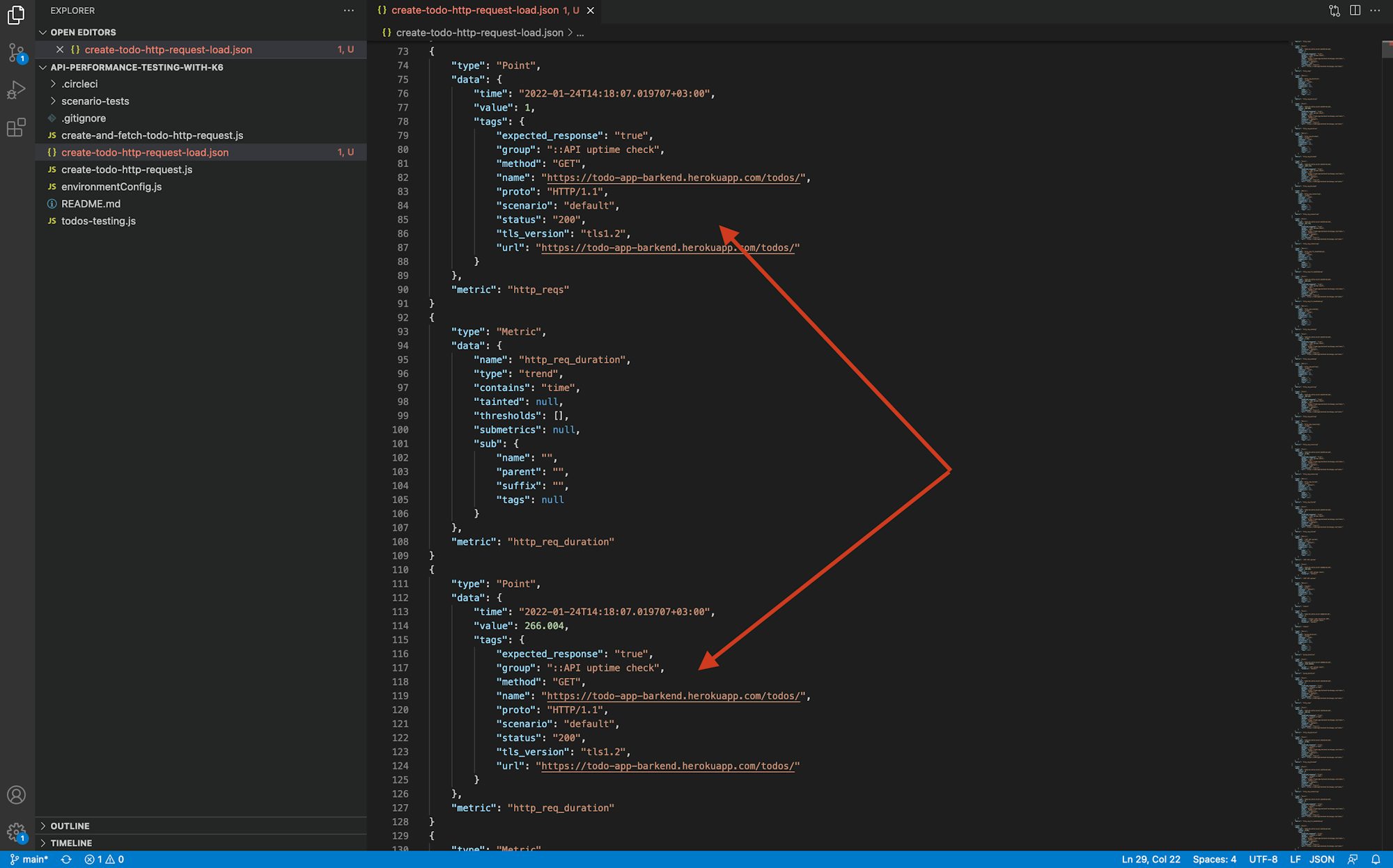 Load test output file