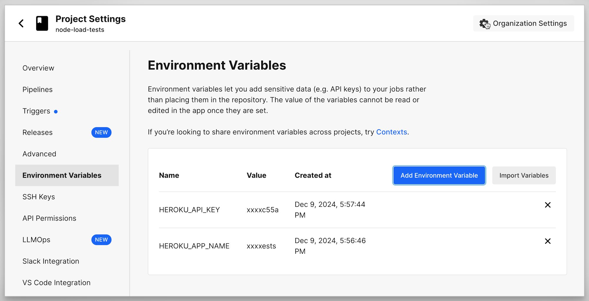 Env variables