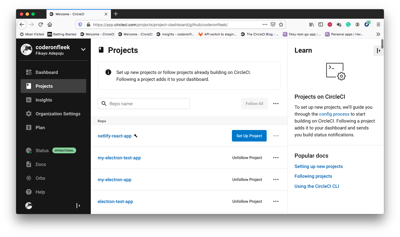 プロジェクトの追加 - CircleCI