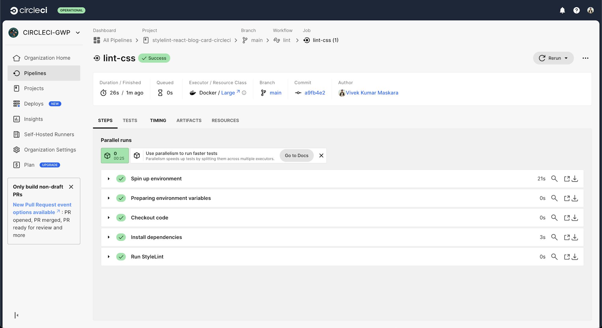 Project successful build details