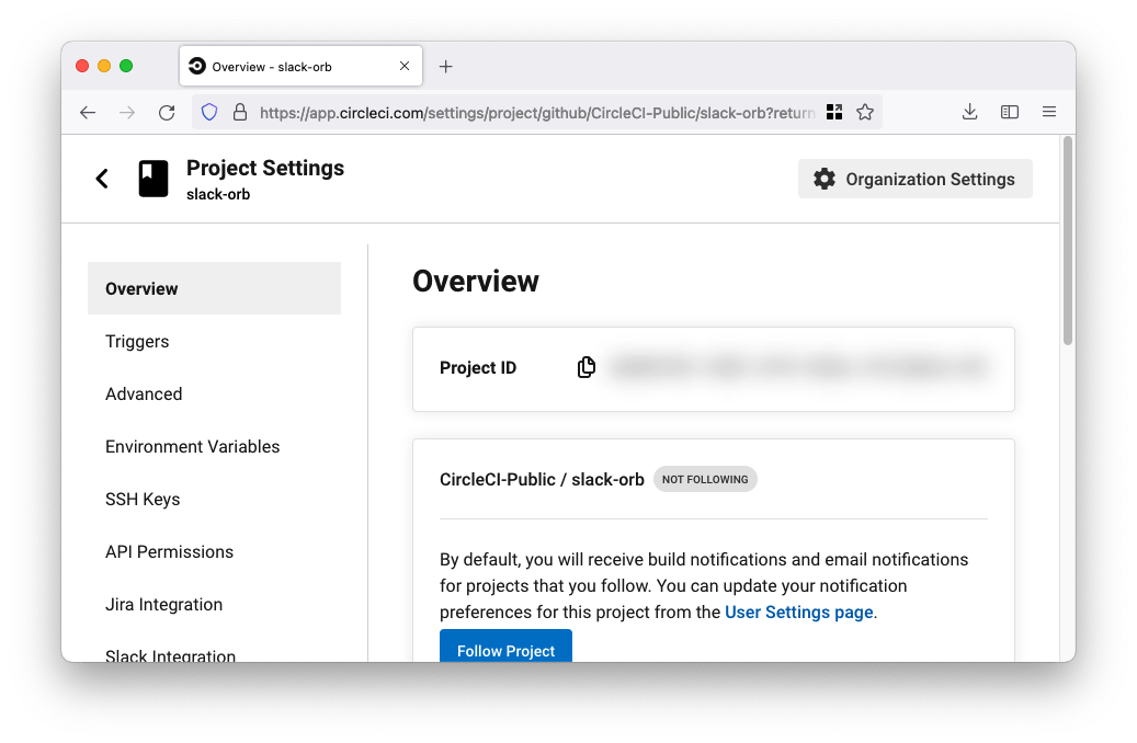 Project settings overview