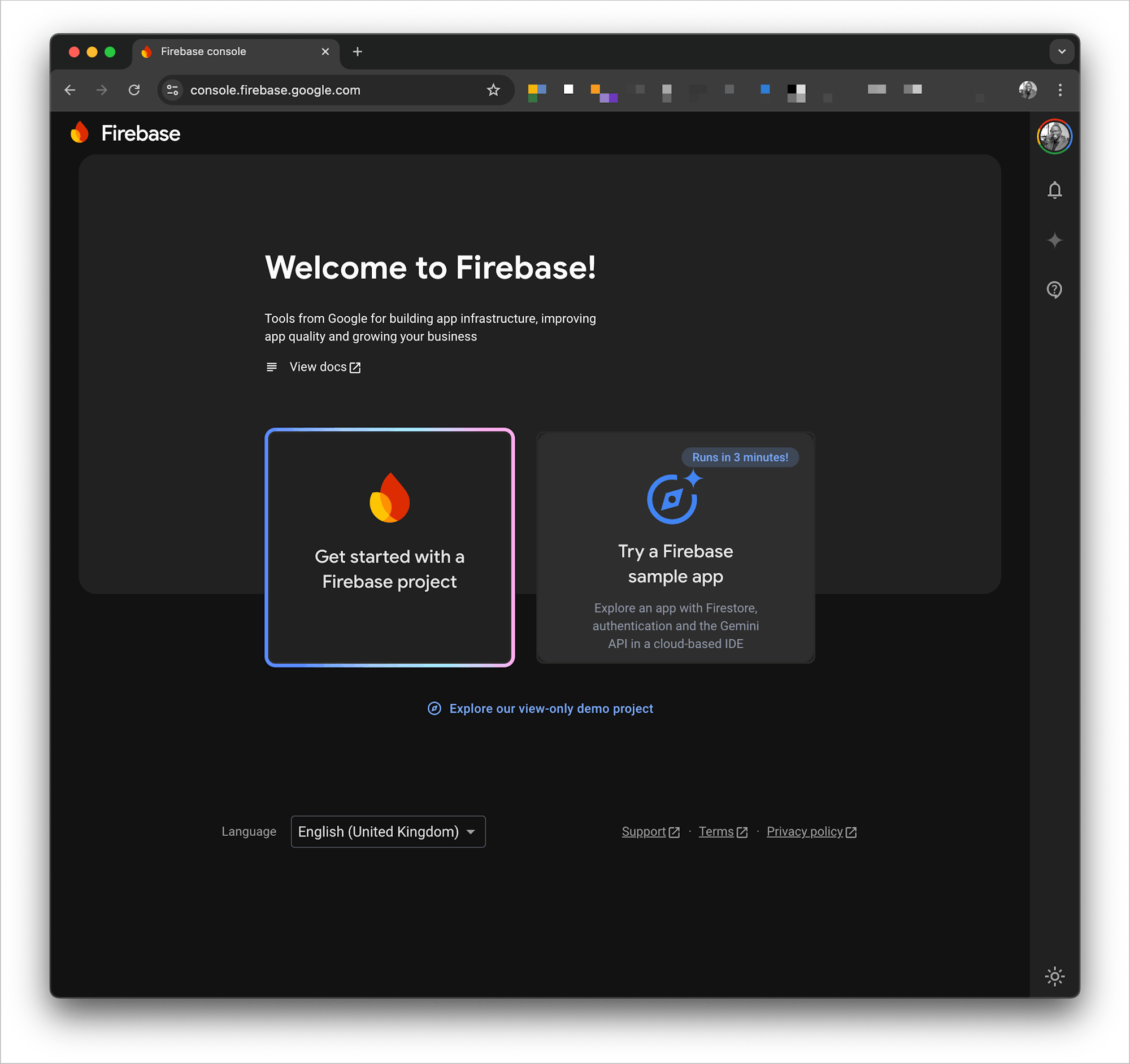 Create Firebase project